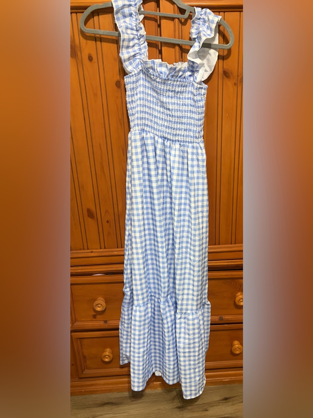 Source Unknown Blue and White Gingham Midi Dress